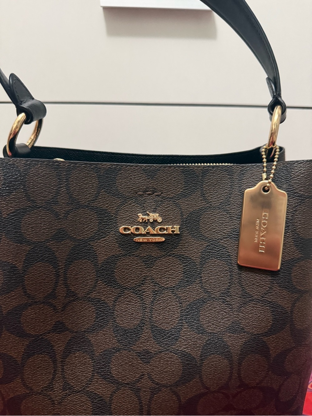 Coach Small Town Bucket Bag in Signature Canvas w/ Gold Plated Hangtag 🖤🤎 - Picture 2 of 10